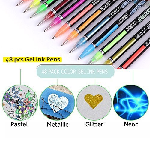 SAYEEC 48pcs Gel Ink Pens Drawing Pen Sets (12pcs Pastel 12pcs Neon pen 12pcs Metallic pen 12pcs Glitter pen) Refillable Calligraphy Writing Artist Gift for kids Office Supplier - Image 3